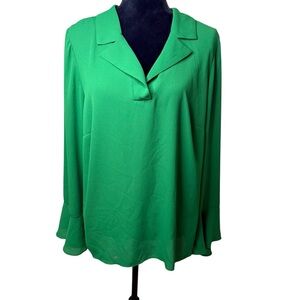Eloquii | Vibrant Green Blouse with Flare Sleeves | Sz 14